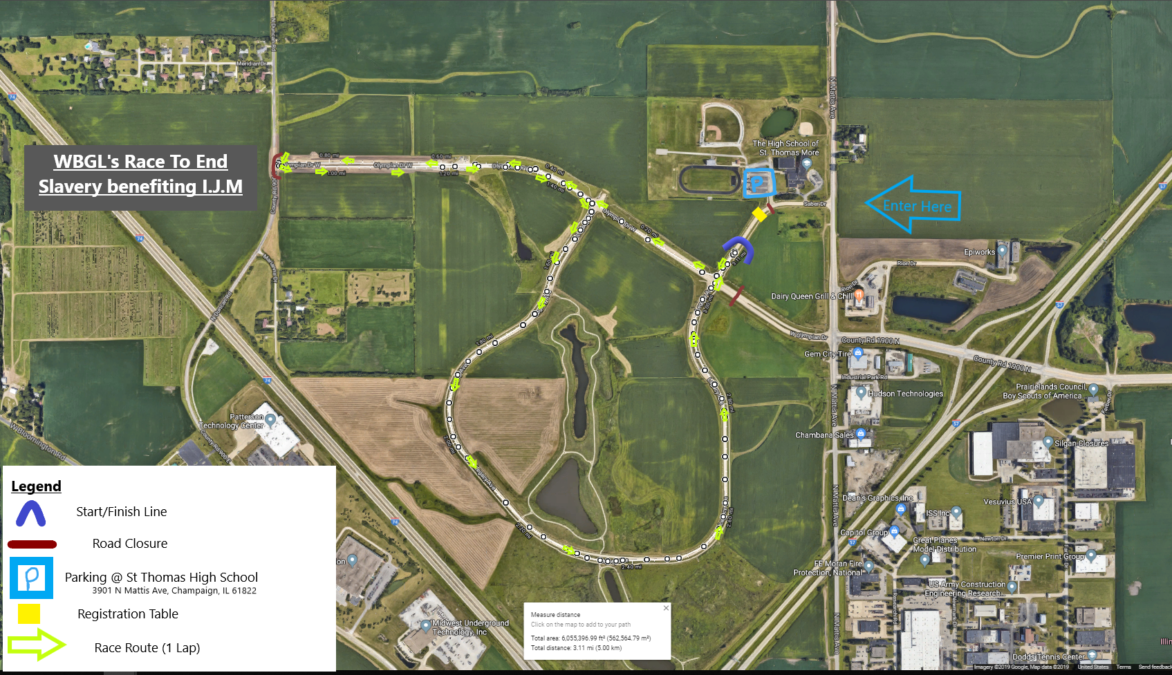 WBGL 5k 2019 Parking Map